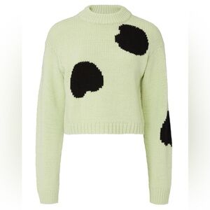 Tibi Green and Black Polka Dot Intarsia Sweater